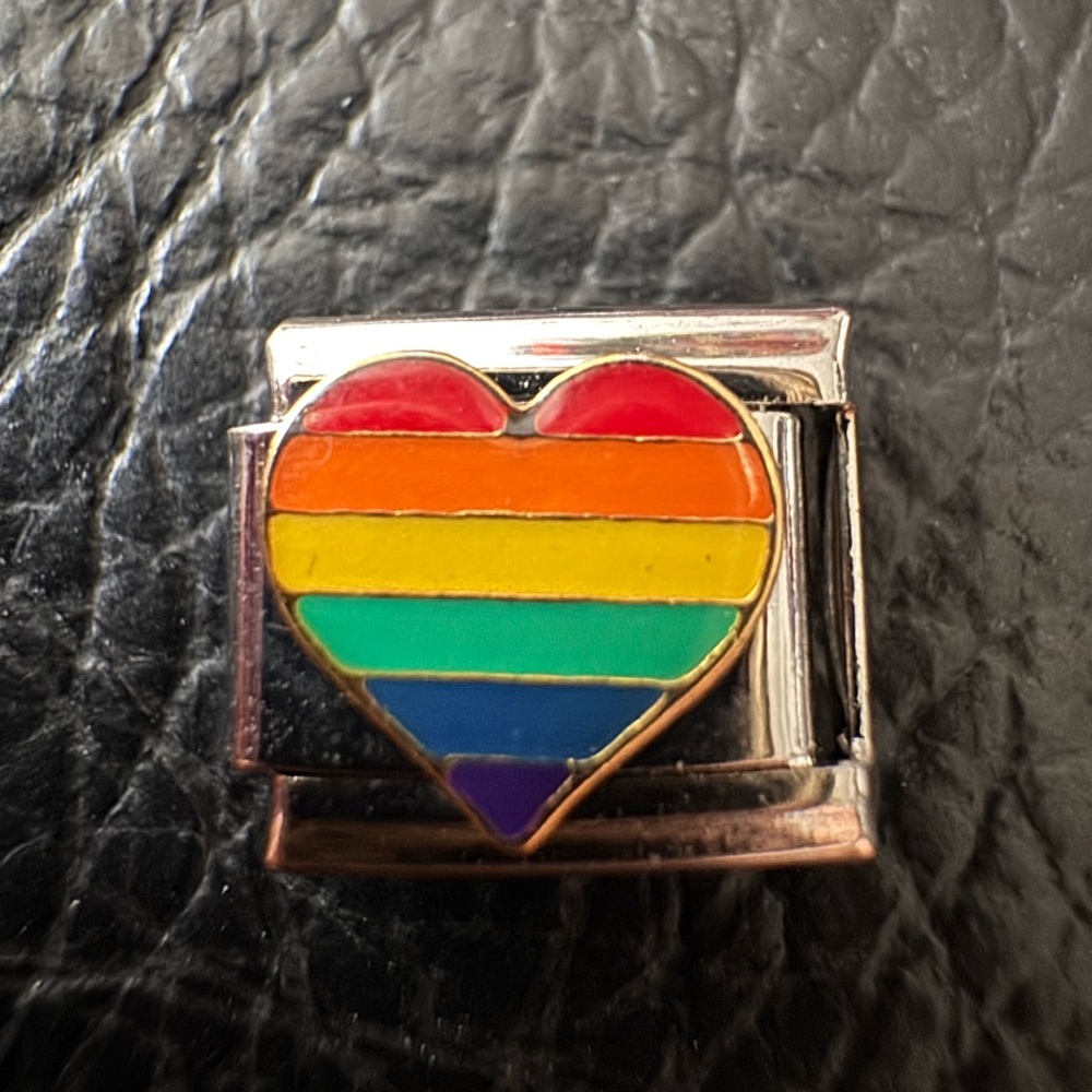 Rainbow Heart Italian Charm Link